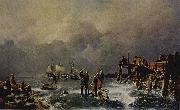 Andreas Achenbach Ufer des zugefrorenen Meeres (Winterlandschaft) Sweden oil painting artist